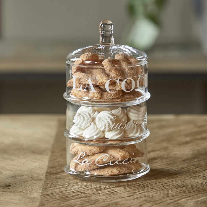 La Cucina kolmeosainen kerrosastia lasia