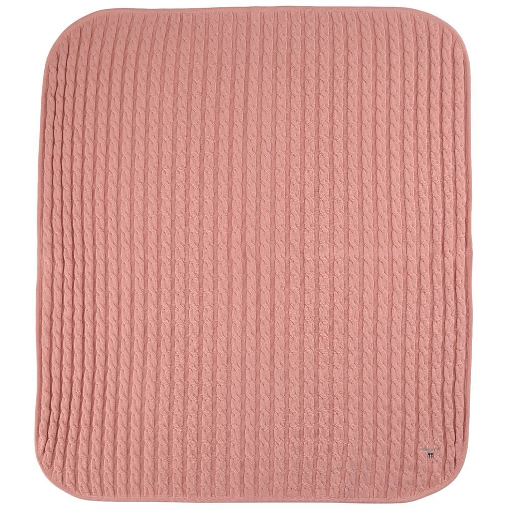 Shield-logolla Pehmeä, neulottu, palmikkokuvioinen, vauvan peitto rosa