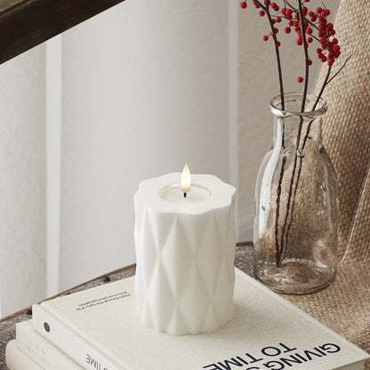 Harlekiini led-kynttilä valkoinen 10 cm