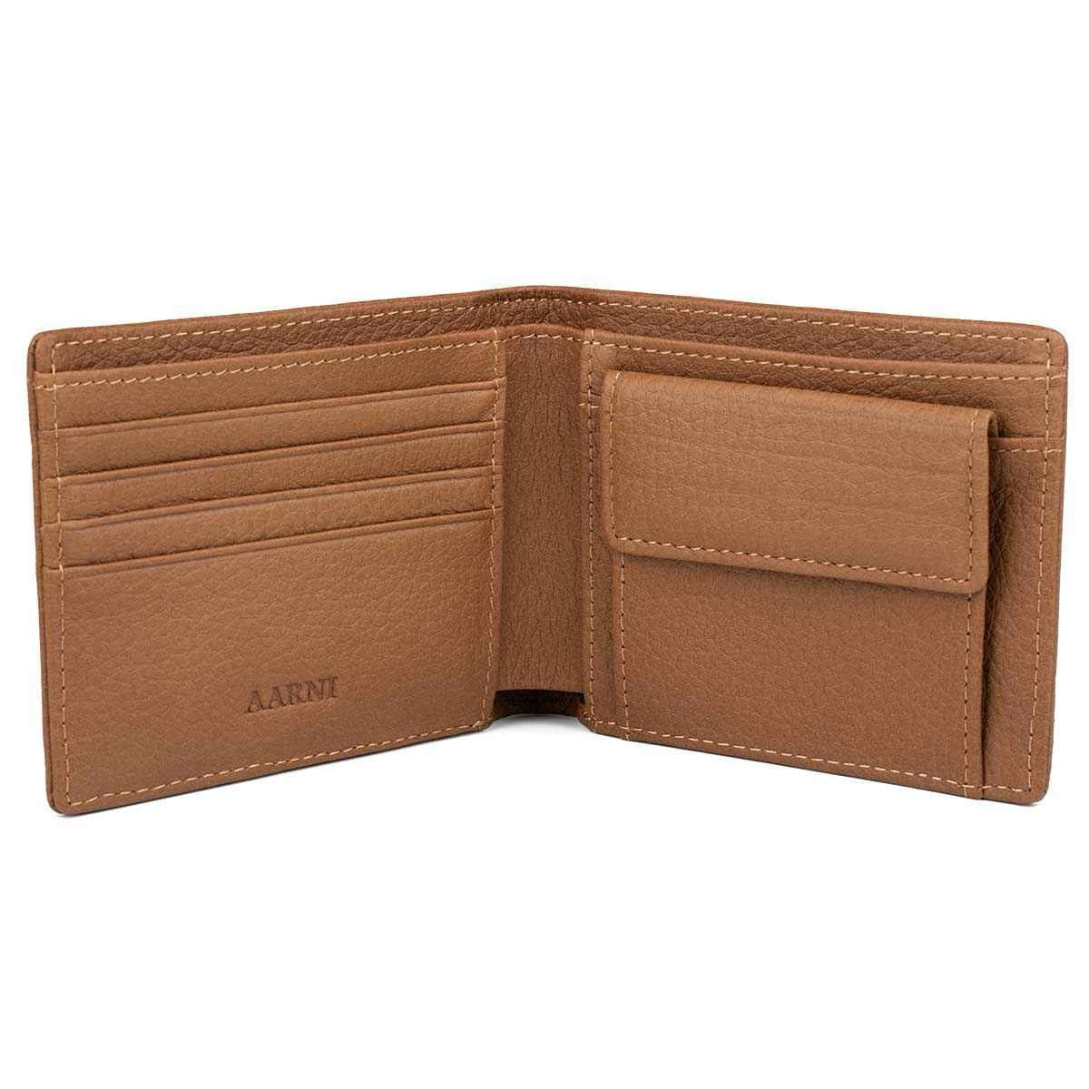 Nahkainen lompakko kolikkotaskulla, musta tai konjakki