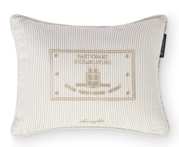 Raidallinen luomupuuvillatyyny 30x40, beige