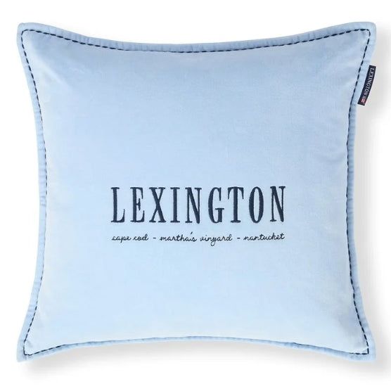 Lexington logo luomupuuvillasametti tyynynpäällinen, sininen, 50x50cm
