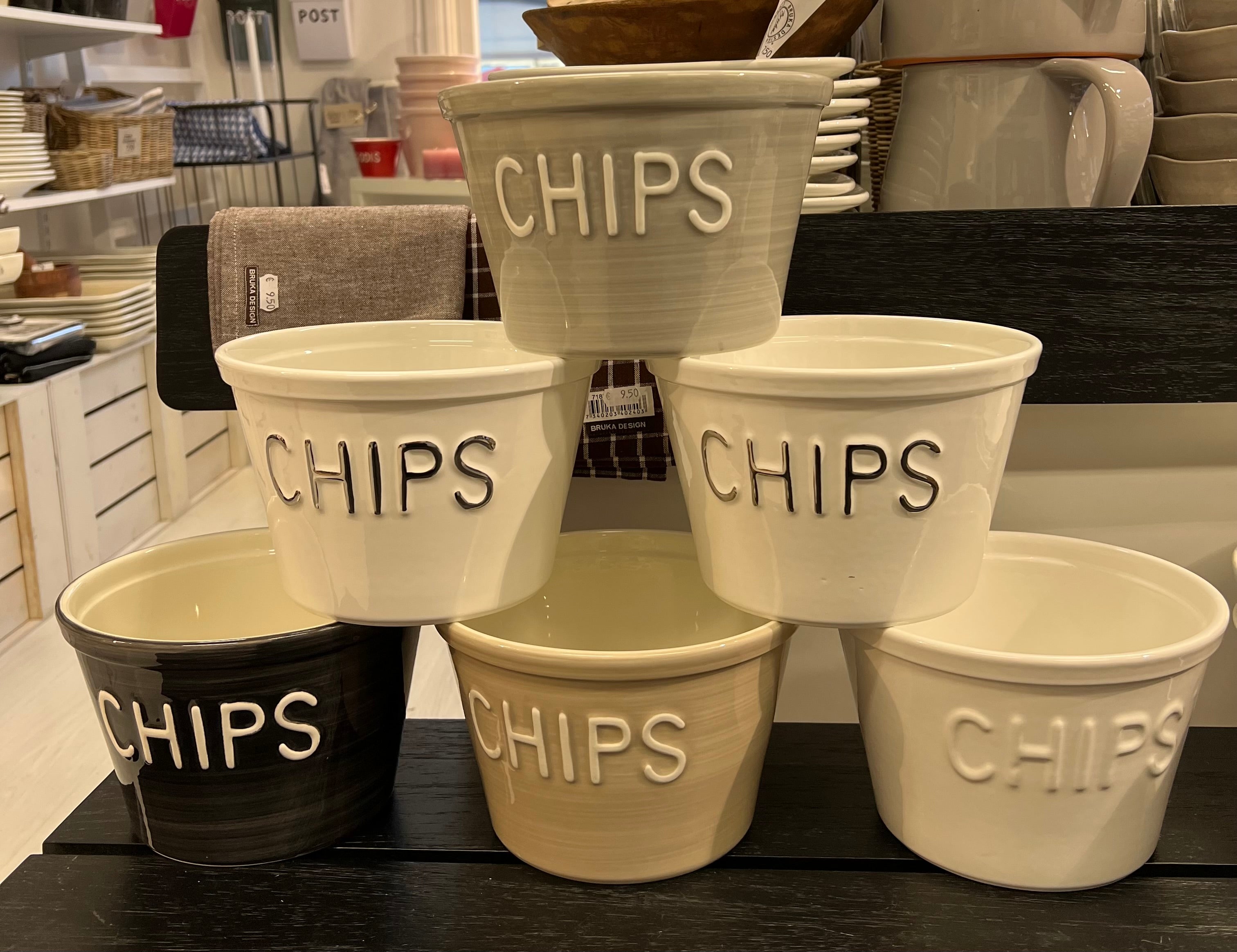 Chips kulho   valkoinen/hopea
