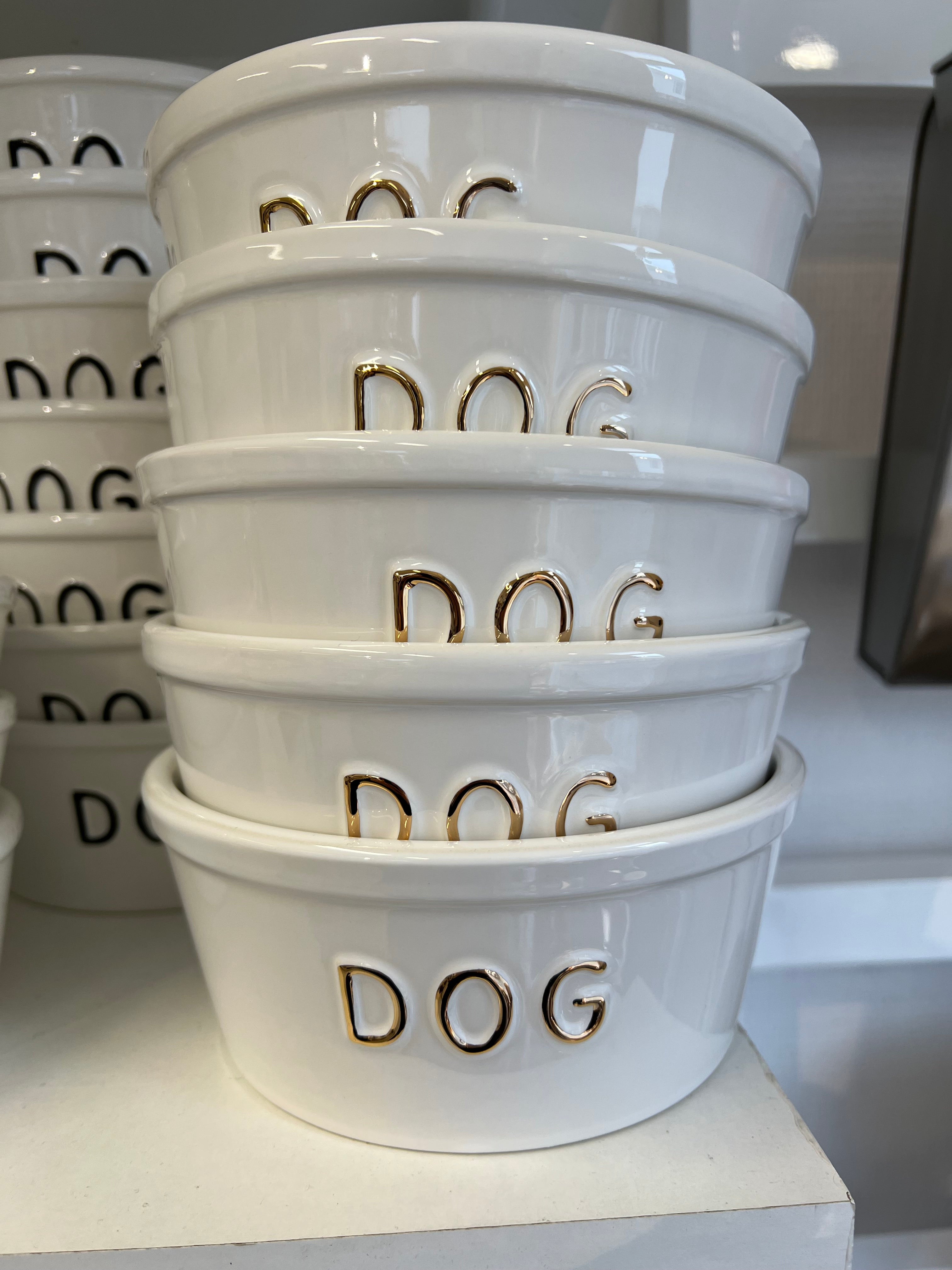 DOG ruokakuppi kulta/valkoinen