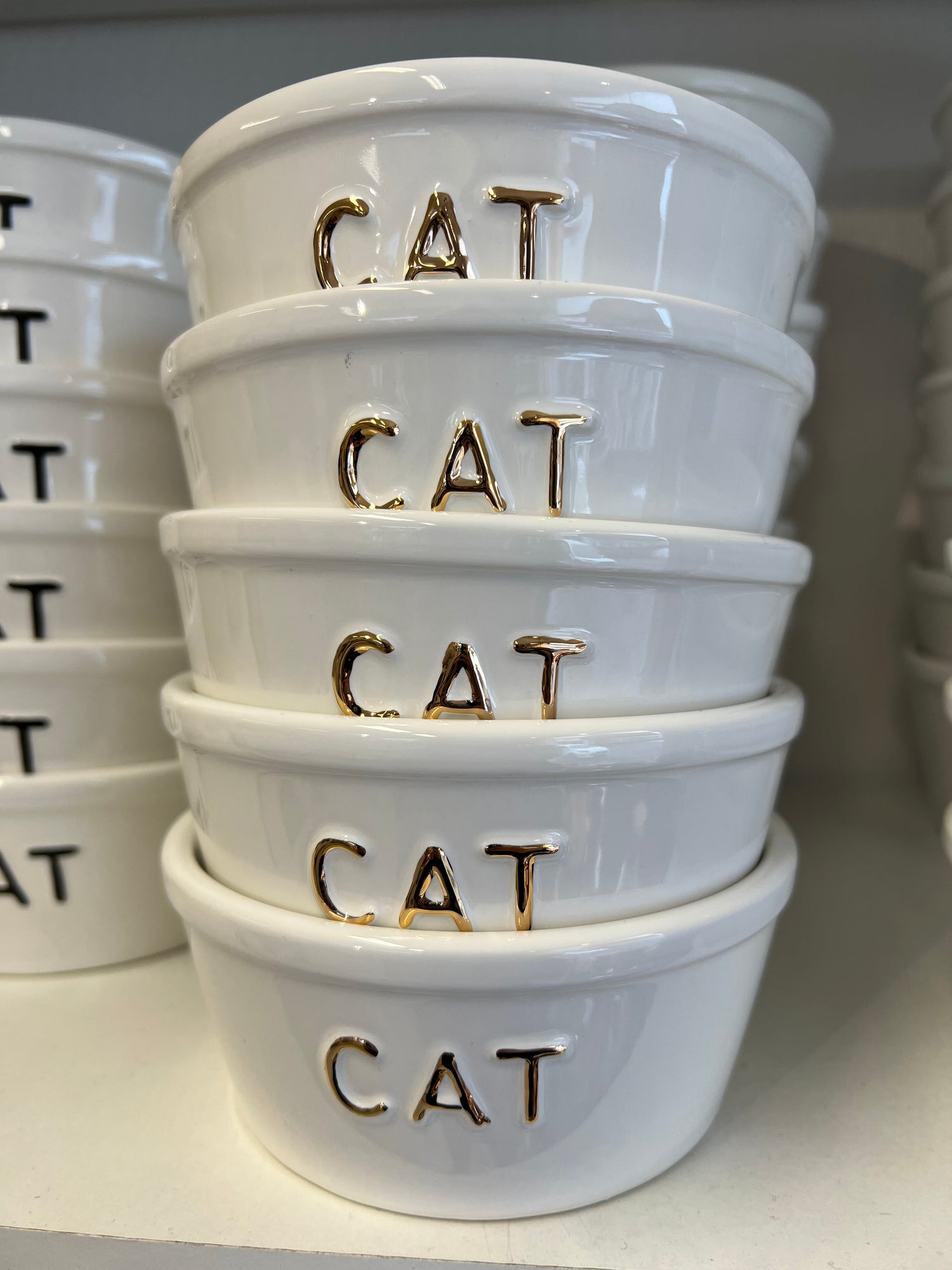 CAT ruokakuppi kulta/valkoinen
